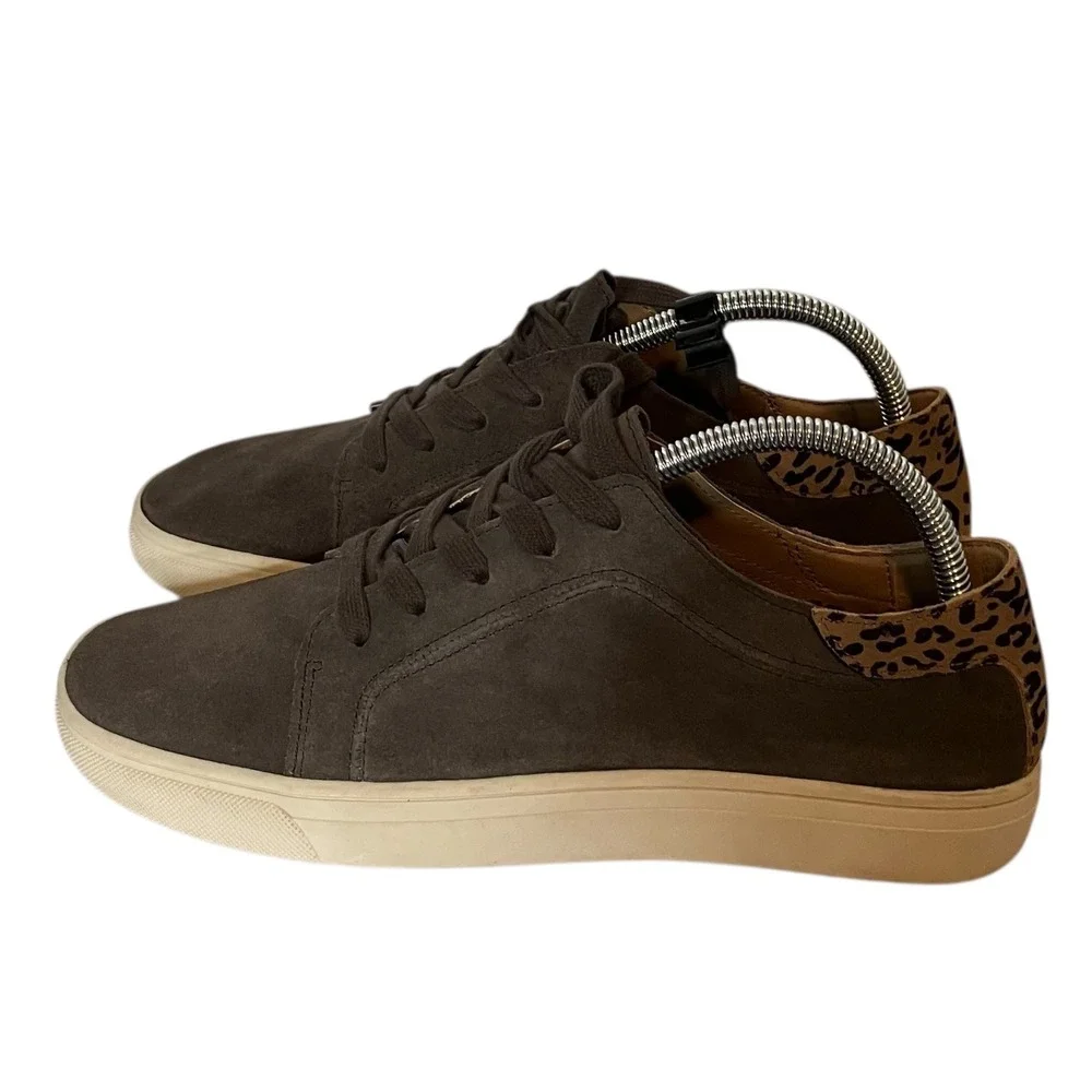 Lucky Brand Loucia Women Brown Suede Leopard Print Lace‎ Up Fashion Sneakers 8M
